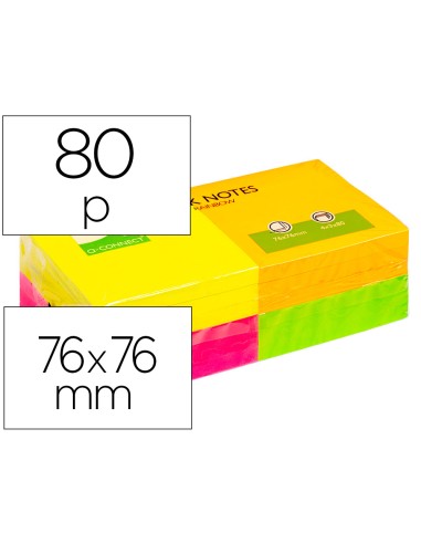 NOTAS ADHESIVAS Q-CONNECT 80 HOJAS FLUORESCENTES 75X75 (P12)