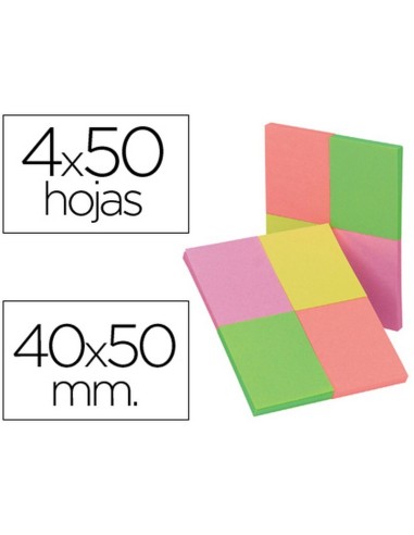 BLOC DE NOTAS ADHESIVAS Q-CONNECT 38x51MM 50H FLUOR P.4UD