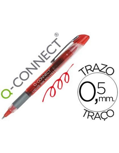 ROTULADOR Q-CONNECT ROLLER ROJO 0,5MM SUJECIÓN CAUCHO