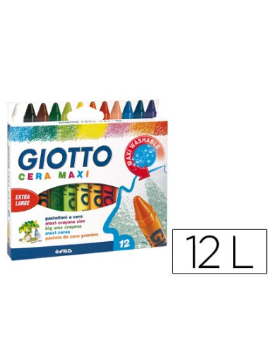 LÁPICES CERA GIOTTO MAXI CAJA 12 COLORES