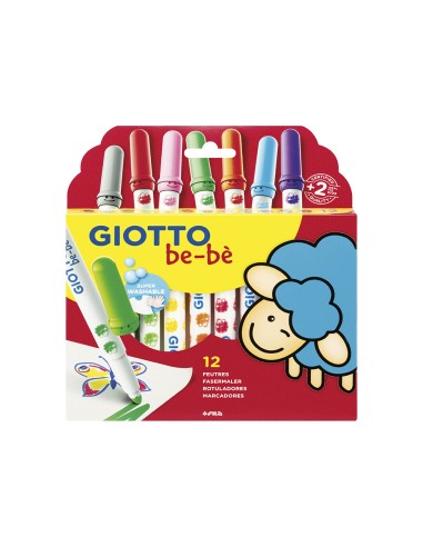 ROTULADOR GIOTTO PARA BEBÉS 12 COLORES PUNTA BLOQUEADA 6MM