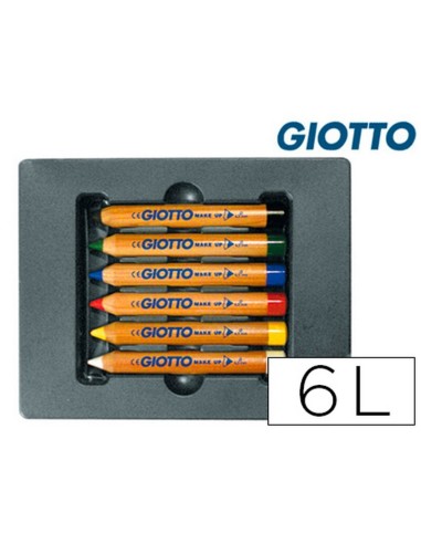 LÁPICES MAQUILLAJE GIOTTO CAJA 6 COLORES DIFERENTES CON GUÍA