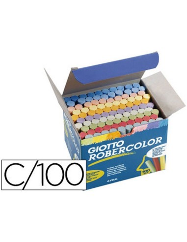 TIZAS DE COLORES ANTIPOLVO ROBERCOLOR 100 U. PARA PIZARRAS