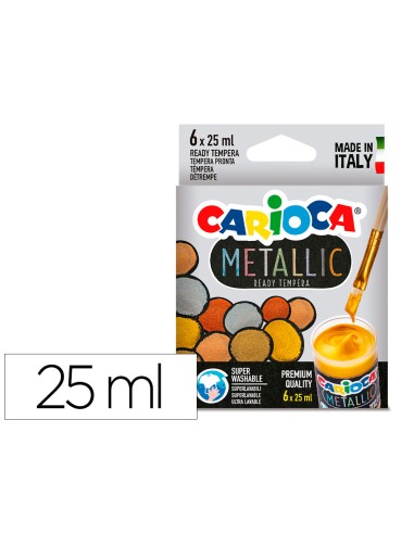 TEMPERA ESCOLAR CARIOCA METÁLICO, 6 BOTES DE 25ML.COLORES