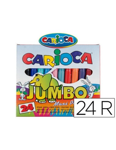 ROTULADOR CARIOCA JUMBO 24 COLORES ÚSO ESCOLAR PUNTA GRUESA