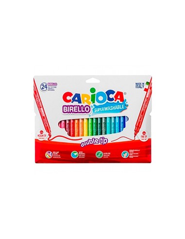 ROTULADOR CARIOCA BIRELO BIPUNTA FIBRA CAJA 24 COLORES