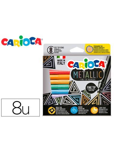 ROTULADORES CARIOCA SURTIDO DE 8 COLORES METÁLICOS.