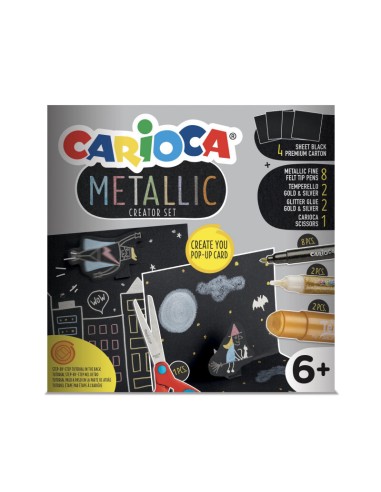 SET DE DIBUJO CARIOCA METALLIC POP UP CARD CREATOR 3D