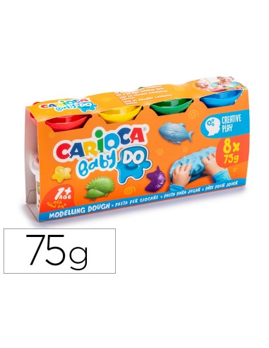 PASTA DE MODELAR CARIOCA BABY DOUGH, 8 BOTES COLORES 75GR.