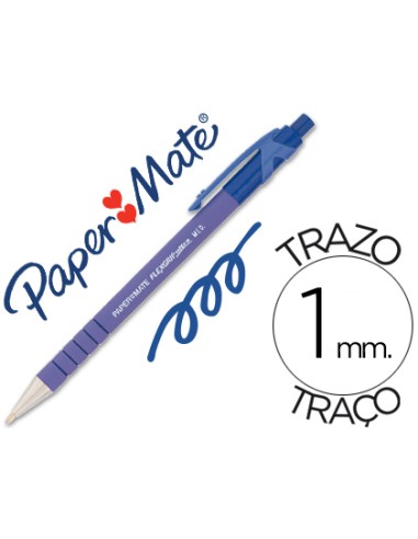 BOLÍGRAFO PAPER MATE FLEXGRIP AZUL RETRÁCTIL.