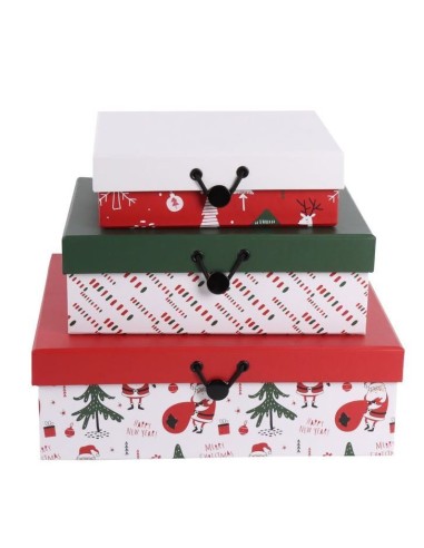 CAJA PLANA MERRY CHRISTMAS MEDIANA CON GOMA 19,3x15,5x6CM