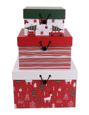 CAJA CUBO MEDIANA NAVIDAD CON GOMA 19,5x19,5x12,5CM