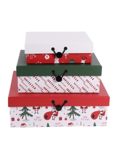 CAJA PLANA MERRY CHRISTMAS PEQUEÑA CON GOMA 15,5x13,5x5CM