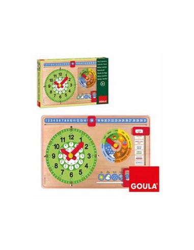 JUEGO GOULA DIDÁCTICO RELOJ CALENDARIO EN CASTELLANO