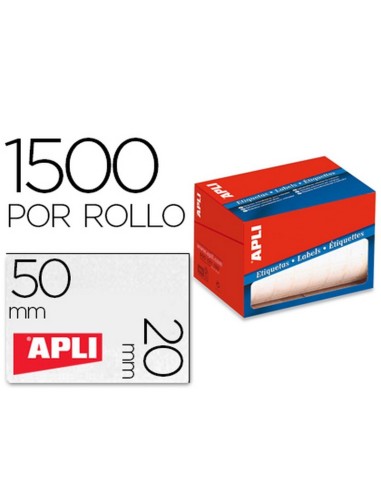 ROLLO ETIQUETAS BLANCAS ADHESIVAS 20x50MM 1500UD APLI