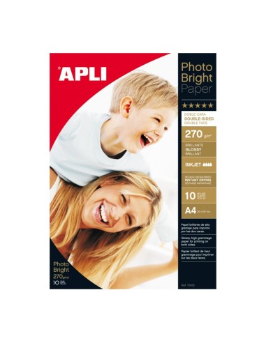 PAPEL FOTOGRAFICO A4 270GR GLOSSY 10H APLI**PRECIO LIQUIDACI