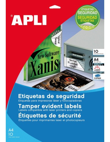 ETIQUETAS DE SEGURIDAD 45,7x21,2MM 10H APLI