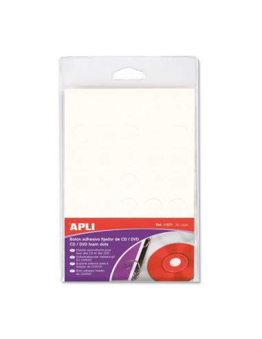 BOTON ADHESIVO FIJADOR DE CD/DVD BLANCO 35UD APLI