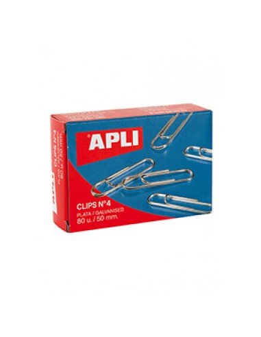 CLIPS APLI PLATEADOS Nº4 50MM 80UD