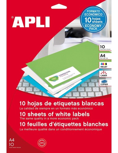 ETIQUETAS BLANCAS 105x37MM 10 HOJAS ECONOMIC APLI