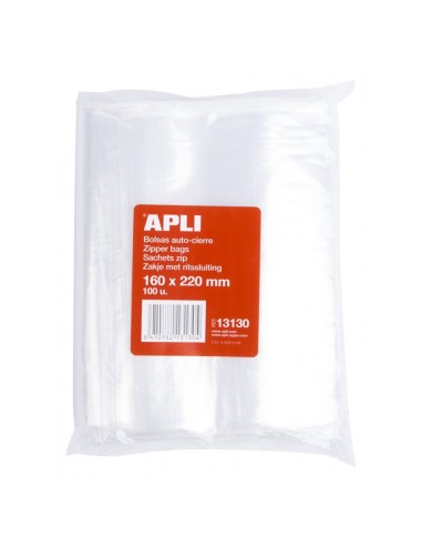 BOLSA MINIGRIP PLASTICO TRANSPARENTE 160x220MM APLI