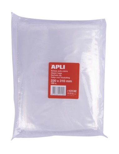 BOLSA MINIGRIP PLASTICO TRANSPARENTE 220x310MM APLI