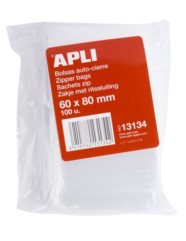 BOLSA MINIGRIP PLASTICO TRANSPARENTE 60x80MM APLI