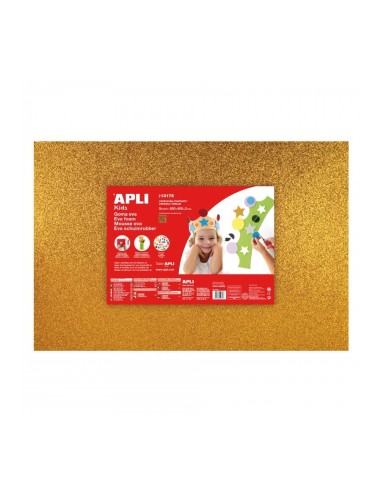 LAMINA GOMA EVA PURPURINA ORO 40X60X3MM. APLI KIDS