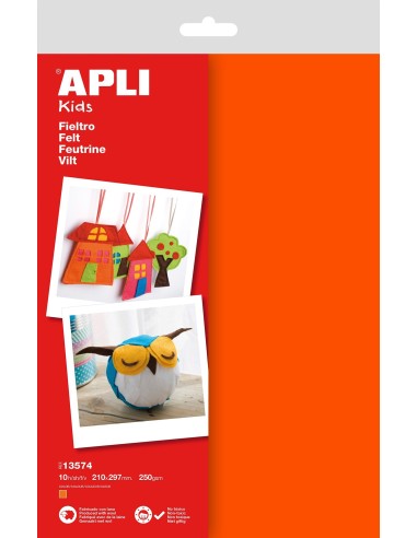 LAMINA FIELTRO NARANJA A4 250GSM APLI KIDS