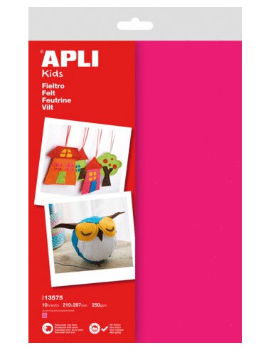 LAMINA FIELTRO ROSA A4 250GSM. APLI KIDS