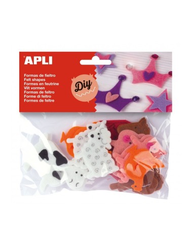 BLISTER FORMAS FIELTRO ANIMALES 18UD APLI KIDS