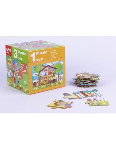 CUBO 3 PUZLES APLI KIDS: ANIMALES/CASA/ESTACIONES *LIQUIDACI