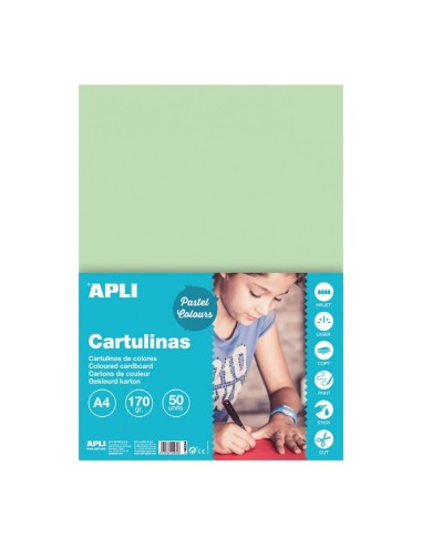 CARTULINA A4 180GR VERDE ESMERALDA APLI