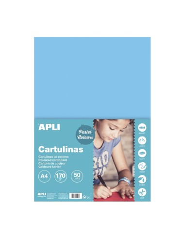 CARTULINA A4 AZUL CLARO 170GR APLI