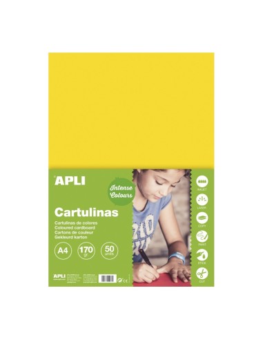 CARTULINA A4 180GR AMARILLO APLI