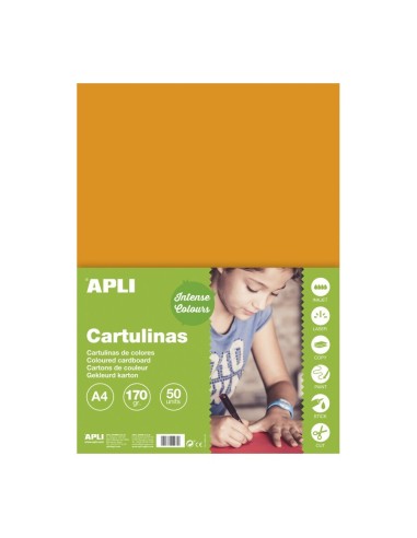 CARTULINA A4 170GR NARANJA INTENSO APLI