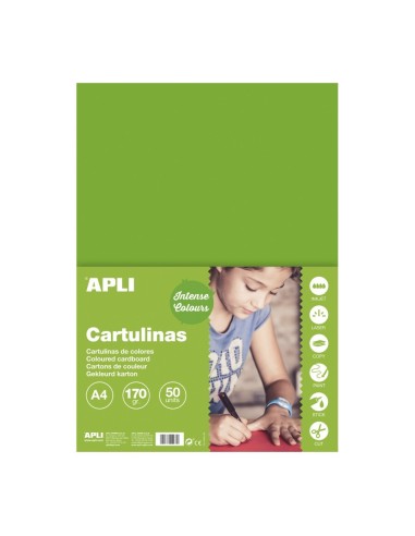 CARTULINA DIN A4 170G/M2 VERDE HIERBA APLI