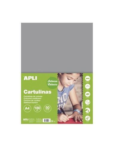 CARTULINA DIN A4 180GR GRIS APLI