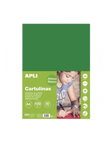 CARTULINA DIN A4 170GR VERDE OSCURO APLI