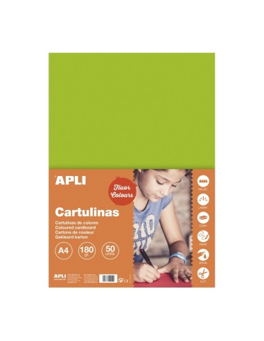 CARTULINA A4 170GR VERDE FLUOR APLI