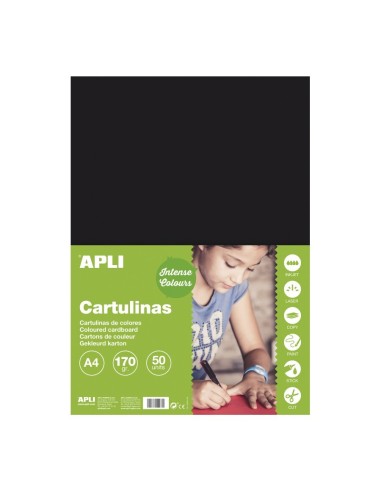 CARTULINA DIN A4 180GR NEGRA APLI