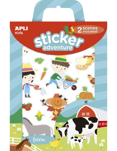 STICKERS ADVENTURE GRANJA 2 ESCENARIOS APLI KIDS