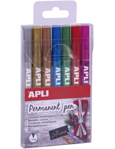 ROTULADOR PERMANENTE PEN COLORS METALIZADOS 7UD APLI