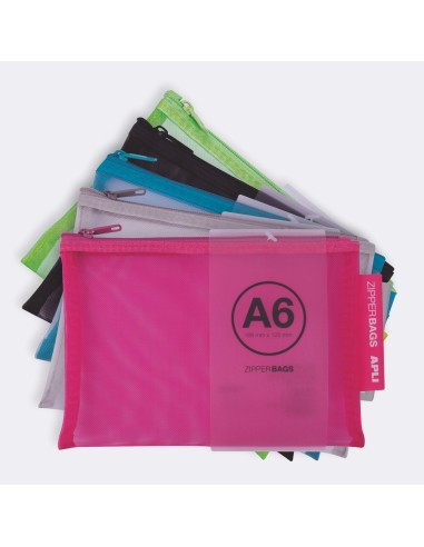 ZIPPER BAG NYLON 168x125 A6 COLORES SURTIDOS. APLI