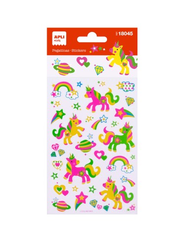 BLISTER STICKERS UNICORNIOS NEÓN 1H APLI KIDS