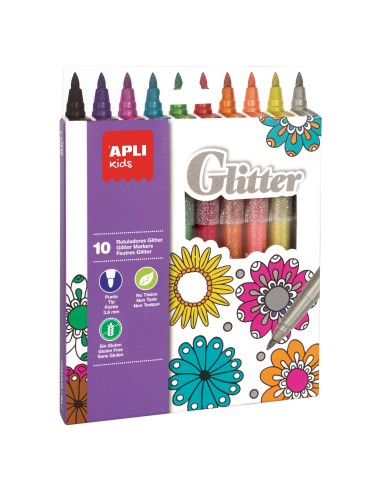 ROTULADORES GLITTER 10UT APLI KIDS