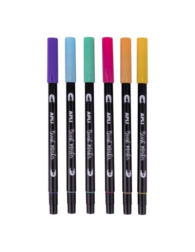 ROTULADORES BRUSH MARKER COLORES PASTEL 6UD APLI