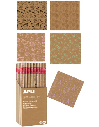 ROLLITO PAPEL REGALO 2MT x 0,70CM KRAFT FUN APLI