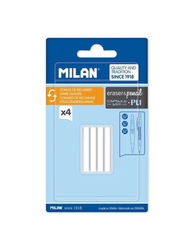 BLISTER 4 GOMAS DE RECAMBIO PORTAMINAS PL1. MILAN