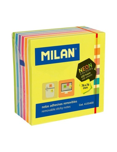 CUBO 400 NOTAS ADHESIVAS 76X76 COLORES NEÓN MILAN